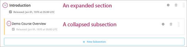The outline with expand and collapse icons circled.