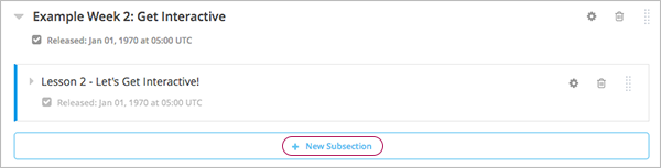 The outline with the New Subsection button circled.